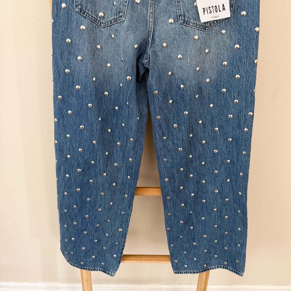 NWT Pistola Hendrix Charmed Jeans 27 Studded High Rise Baggy Wide Leg - Picture 12 of 12